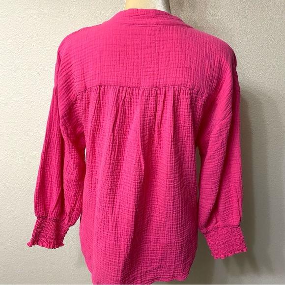 Evereve Eleanor Smocked Gauze Top Size Small - Picture 6 of 12